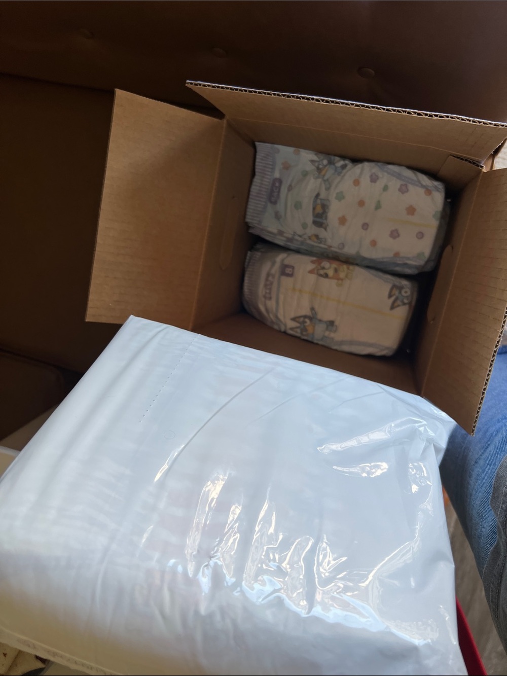Diapers size 8 box(two pacs, one was opened, didn’t fit couldn’t retur